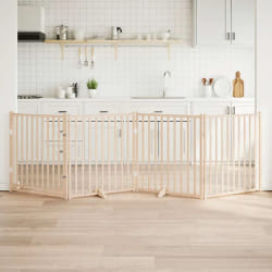 vidaXL Barrière avec porte 4 panneaux - Bois de sapin