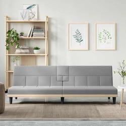 vidaXL Canapé-lit avec porte-gobelets gris clair tissu