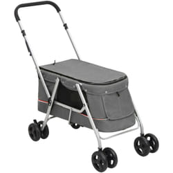Vidaxl - Poussette pour chien pliante Gris 100x49x96 cm Tissu de lin