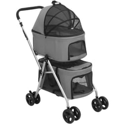 Vidaxl - Poussette pour chien pliante à 2 niveaux Gris 83x48x97 cm