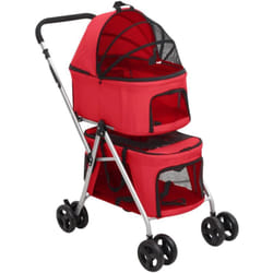 Vidaxl - Poussette pour chien pliante à 2 niveaux Rouge 83x48x97 cm