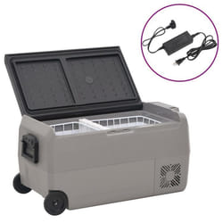 vidaXL Glacière avec roue et adaptateur noir et gris 36 L PP et PE glacière électrique réfrigérateur à compresseur 3154638