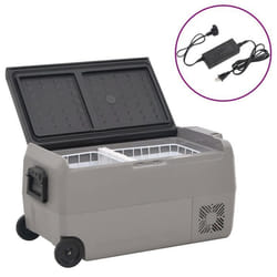 vidaXL Glacière avec roue et adaptateur noir et gris 50 L PP et PE glacière électrique réfrigérateur à compresseur 3154639