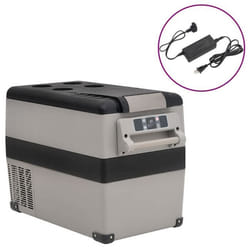 vidaXL Glacière avec poignée et adaptateur noir et gris 35 L PP et PE glacière électrique réfrigérateur à compresseur 3154641