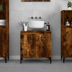 vidaXL Meuble d'évier chêne fumé 58x33x60 cm bois d'ingénierie