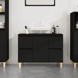 Vidaxl - Meuble d'évier noir 80x33x60 cm bois d'ingénierie