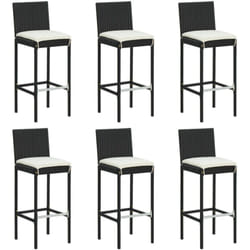Tabourets de bar avec coussins 6 pcs noir résine tressée