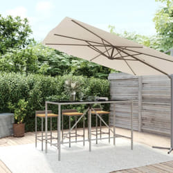 Vidaxl - Table de bar et dessus en verre gris 180x70x110 cm poly rotin