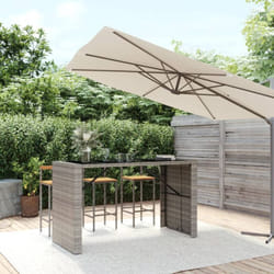 Vidaxl - Table de bar et dessus en verre gris 185x80x110 cm poly rotin