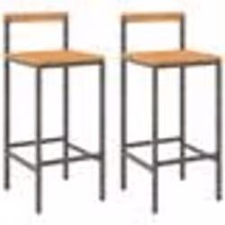 vidaXL Tabourets de bar lot de 2 gris résine tressée et bois d'acacia