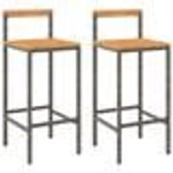 vidaXL Tabourets de bar lot de 2 gris résine tressée et bois d'acacia