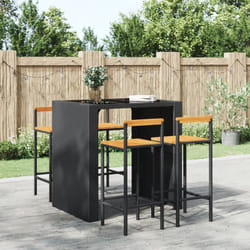 Vidaxl - Tabourets de bar lot de 4 noir résine tressée et bois d'acacia