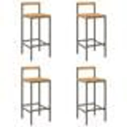 vidaXL Tabourets de bar lot de 4 gris résine tressée et bois d'acacia