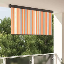 vidaXL Store Roulant Extérieur Manuel Jaune et bleu 200 x 250 cm tissu