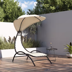 VidaXL 362705 chaise d'extérieur Linge Siège rembourré Polyester, Acier, Textile Crème