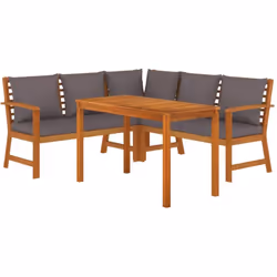 Avec son design intemporel, cet ensemble de salle à manger de jardin en bois avec coussins ajoute une touche de charme rustiq ...