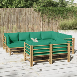 Vidaxl - Salon de jardin 10 pcs avec coussins vert bambou