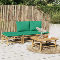 Vidaxl - Salon de jardin 4 pcs avec coussins vert bambou