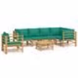 vidaXL Salon de jardin 7 pcs avec coussins vert bambou