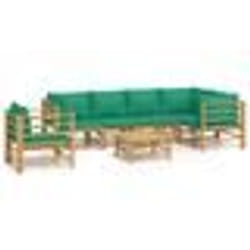 vidaXL Salon de jardin 7 pcs avec coussins vert bambou