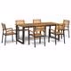 vidaXL Ensemble à manger de jardin 7 pcs bois d'acacia solide et métal