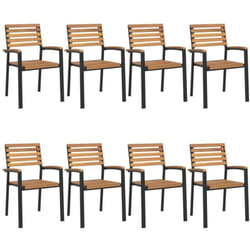 Vidaxl - Chaises de jardin empilables lot de 8 bois d'acacia et métal