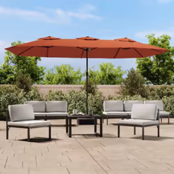Cet élégant parasol de jardin à deux têtes est un choix parfait pour créer de l'ombre et vous protéger des rayons UV nocifs.  ...