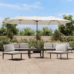 Cet élégant parasol de jardin à deux têtes avec LED est un choix parfait pour créer de l'ombre et vous protéger des rayons UV ...