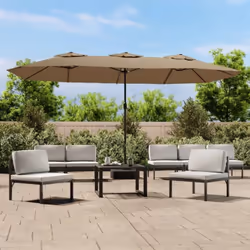 Cet élégant parasol de jardin à deux têtes avec LED est un choix parfait pour créer de l'ombre et vous protéger des rayons UV ...
