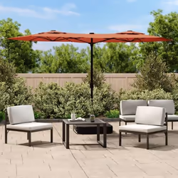 vidaXL Parasol de jardin à double tête avec LED terre cuite 316x145 cm