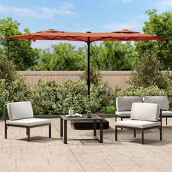 vidaXL Parasol de jardin à double tête avec LED terre cuite 316x145 cm
