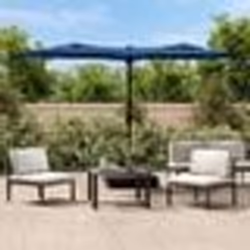 vidaXL Parasol de jardin à double tête avec LED bleu azuré 316x145 cm