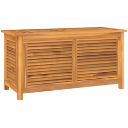 Cette boîte de rangement en bois de jardin avec des lamelles spéciales dégage un charme rustique et se veut un complément idé ...