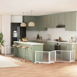 vidaXL Barrière pour chien 6 panneaux blanc