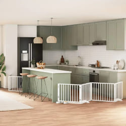 vidaXL Barrière avec porte 8 panneaux Blanc bois peuplier