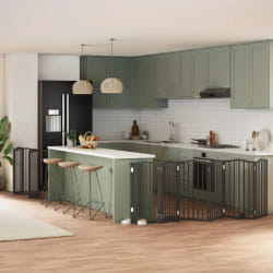 vidaXL Barrière pour chien 12 panneaux Noir bois peuplier