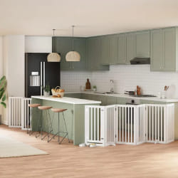 vidaXL Barrière chien porte pliable 12 panneaux - Blanc