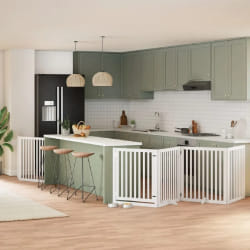 vidaXL Barrière pour chien 6 panneaux blanc