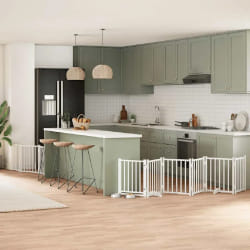 VIDAXL Barrière chien - 9 panneaux blancs bois peuplier