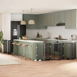 vidaXL Barrière pour chien 15 panneaux Noir bois peuplier