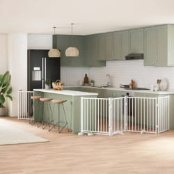 vidaXL Barrière pour chien 6 panneaux blanc