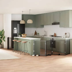 vidaXL Barrière chien porte pliable 10 panneaux - Noir
