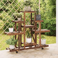 Ce support à fleurs en bois avec roues est un choix parfait pour garder et exposer des plantes et d'autres objets décoratifs. ...