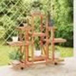 vidaXL Support à fleurs avec roues 110x25x101 cm bois massif de sapin