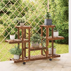 Ce support à fleurs en bois avec roues est un choix parfait pour garder et exposer des plantes et d'autres objets décoratifs. ...