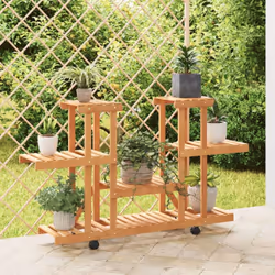 Ce support à fleurs en bois avec roues est un choix parfait pour garder et exposer des plantes et d'autres objets décoratifs. ...