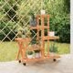 vidaXL Support à fleurs avec roues 95x25x101 cm bois massif de sapin