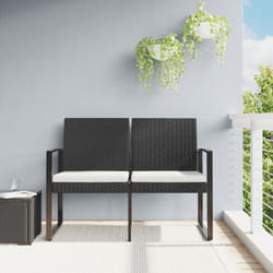 Vidaxl - Banc de jardin à 2 places avec coussins noir rotin pp