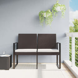 Vidaxl - Banc de jardin à 2 places avec coussins marron pp rotin