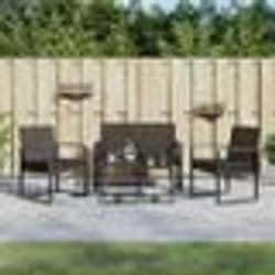 vidaXL Ensemble à manger de jardin 5 pcs et coussins marron rotin PP